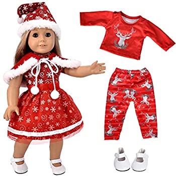 yÁzyAiEgpz(New Christmas Clothes+shoes) - ebuddy 5pc Christmas Doll Clothes Sets Doll Shoes 46cm Dolls Includes American Girl%J}% Journey Girl D