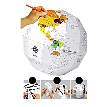 楽天ムジカ＆フェリーチェ楽天市場店【中古】【輸入品・未使用】（面白 + 学習） 易しい DIY 組み立て 立体 3D Paper 地球 色を塗る DIY Coloring Paper Globe Kit （Animals） 並行輸入