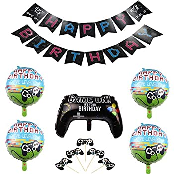 【中古】【輸入品・未使用】ゲーム　誕生日　飾り付け　ゲームパーティー　子供　男の子　可愛い　面白い　カッコイイ　ブラック　バルーン　風船　ゲームコントローラ　hap