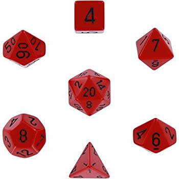 【中古】【輸入品 未使用】Chessex Polyhedral 7-Die Opaque Dice Set - Red with Black 並行輸入品