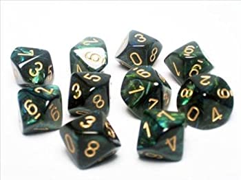 šۡ͢ʡ̤ѡChessex Dice Sets: Scarab Jade with Gold - Ten Sided Die d10 Set (10) [¹͢]