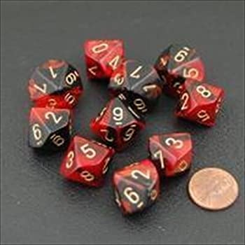 【中古】【輸入品 未使用】Chessex Dice Sets: Gemini Black Red with Gold - Ten Sided Die d10 Set (10) 並行輸入品