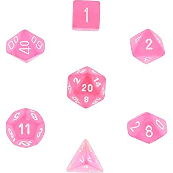 ホビー, その他 Chessex Polyhedral 7 Die Frosted Dice Set Pink with White 