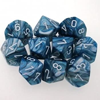 【中古】【輸入品 未使用】Chessex Dice Sets: Lustrous Slate with White - Ten Sided Die d10 Set (10) 並行輸入品