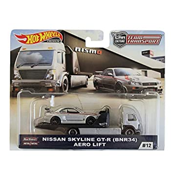 【中古】【輸入品 未使用】MATTEL HOTWHEELS 1:64SCALE ダブルクォーテ TEAM TRANSPORT NISSAN SKYLINE GT-R(BNR34) AERO LIFT ダブルクォーテ マテル社製 ホットウィール 1:64ス