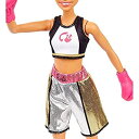 【中古】【輸入品 未使用】Barbie Boxer Brunette Doll with Boxing Outfit Featuring Short Top with Barbie Graphic カンマ Metallic Boxing Shorts and Pink Boxing Glove