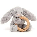 【中古】【輸入品・未使用】Jellycat (ジェリーキャット) うさぎ 赤ちゃん おもちゃ がらがら・ラトル ふわふわ (Bashful Bunny) 木製リング 人気 0歳 [並行輸入品]