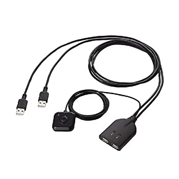 【中古】【輸入・日本仕様】エレコム KVMスイッチ キーボード・マウス用 手元スイッチ付 ブラック KM-A22BBK
