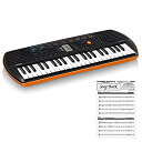 【中古】CASIO 44ミニ鍵盤 電子キーボード SA-76 ブラック&オレンジ(2)