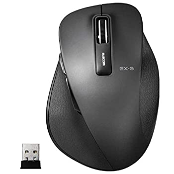 【未使用】【中古】エレコム マウス ワイヤレス (レシーバー付属) Lサイズ 5ボタン (戻る・進むボタン搭載) BlueLED 握りの極み ブラック M-XGL10DBBK
