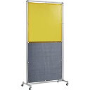 【未使用】【中古】吉野 遮光火花兼用衝立(イエロー×A種シート)1×2 単体キャスター YS-12SC-Y-BW 火花用衝立