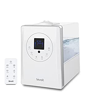 【中古】【輸入・日本仕様】加湿器 Levoit 大容量 6L ハイブリッド式 加熱式 最大60時間連続稼働 100℃高温除菌 25畳適用 温冷ミスト アロマ対応 タイマー付き リモコン付き