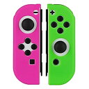 【中古】Switchジョイコン用 シリコンプロテクト (グリーン&ピンク)