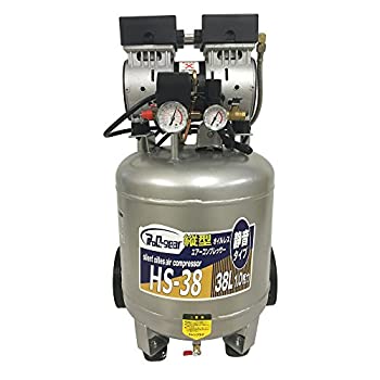 【未使用】【中古】シンセイ 静音オイルレス縦型コンプレッサー 38L HS-38