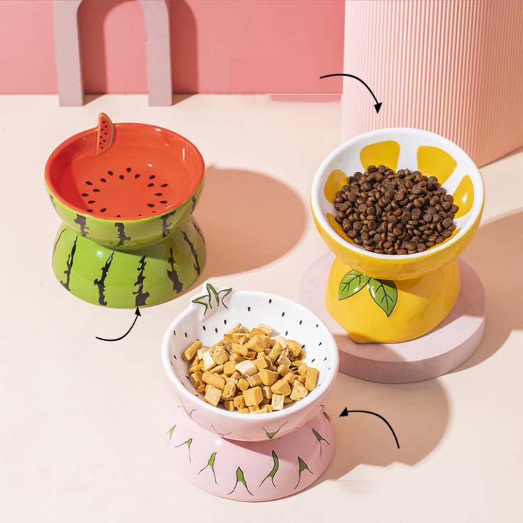 ペット フードボウル スイカ レモン ピタヤ フルーツモチーフ 犬 猫 エサ入れ 水入れ 傾斜 高さがある ..