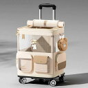 【P20限定!】【大容量/2WAY仕様】多頭飼い対応 猫犬兼用 ペットキャリーリュック 軽量旅行用キャリーバッグ 通気性ベスト 保冷ポケット付き(滑車付