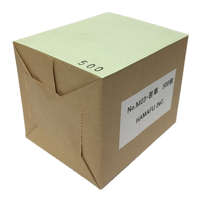 NO.M23 若草色両面無地サンクスカード(非対称・二つ折り可)・色上質・最厚口 (91mm x 110mm) 【500枚】