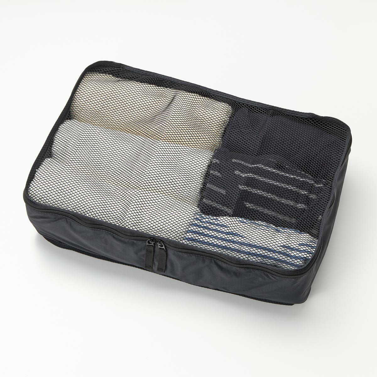 パラグライダークロスたためる仕分けケース・M 黒・約26×40×10cm