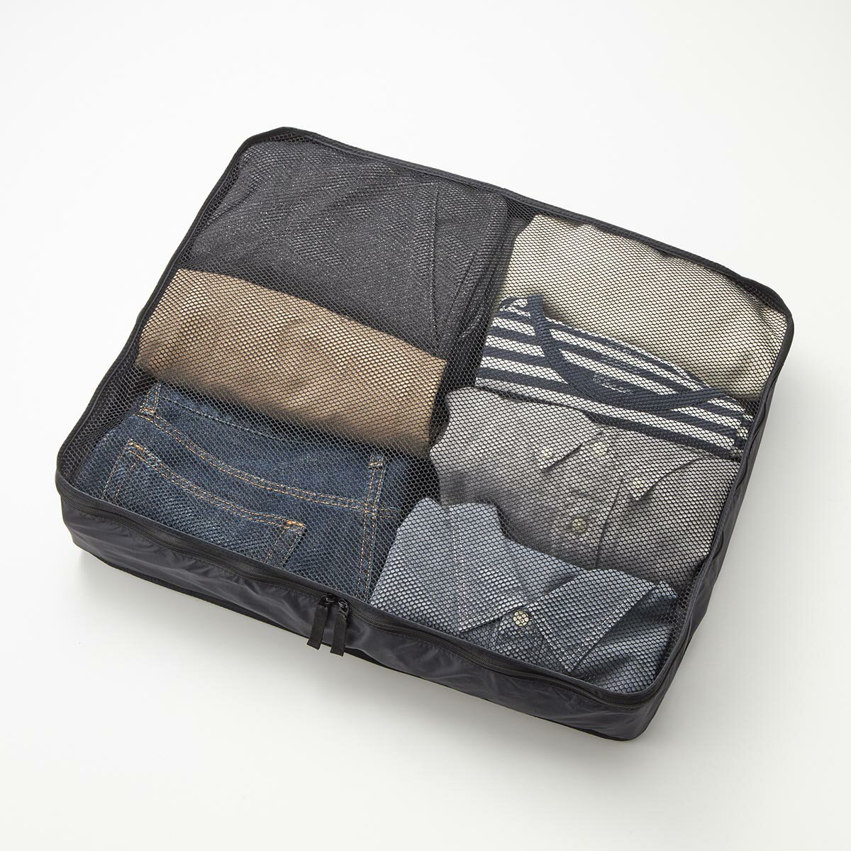 パラグライダークロスたためる仕分けケース・L 黒・約40×53×10cm