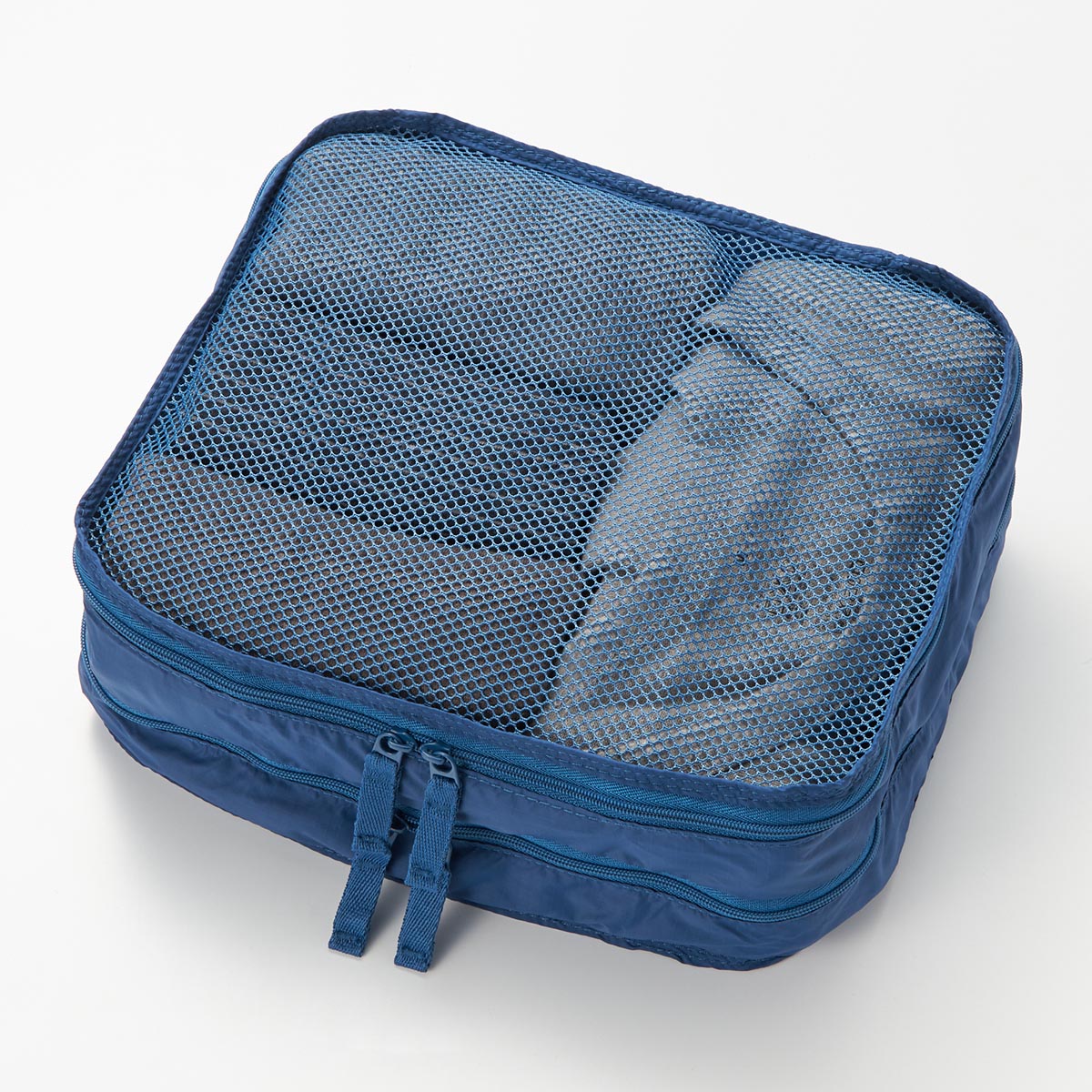 パラグライダークロスたためる仕分けケース・ダブルタイプ・S ブルー・約20×26×10cm