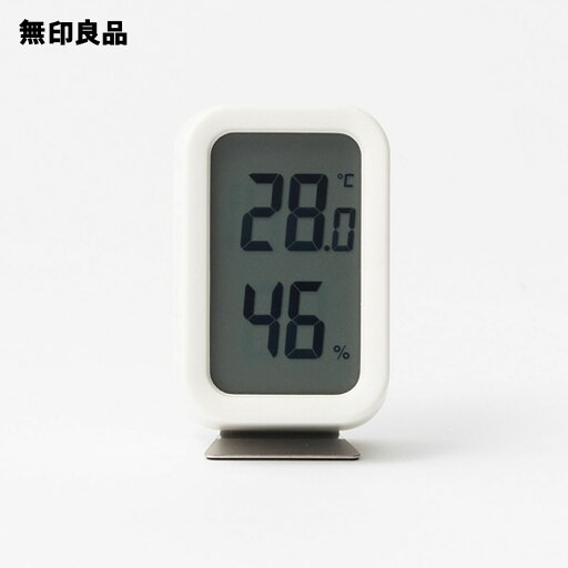 無印良品のデジタル温湿度計 ホワイト／型番：MJ‐DTHW1(インテリア雑貨)
