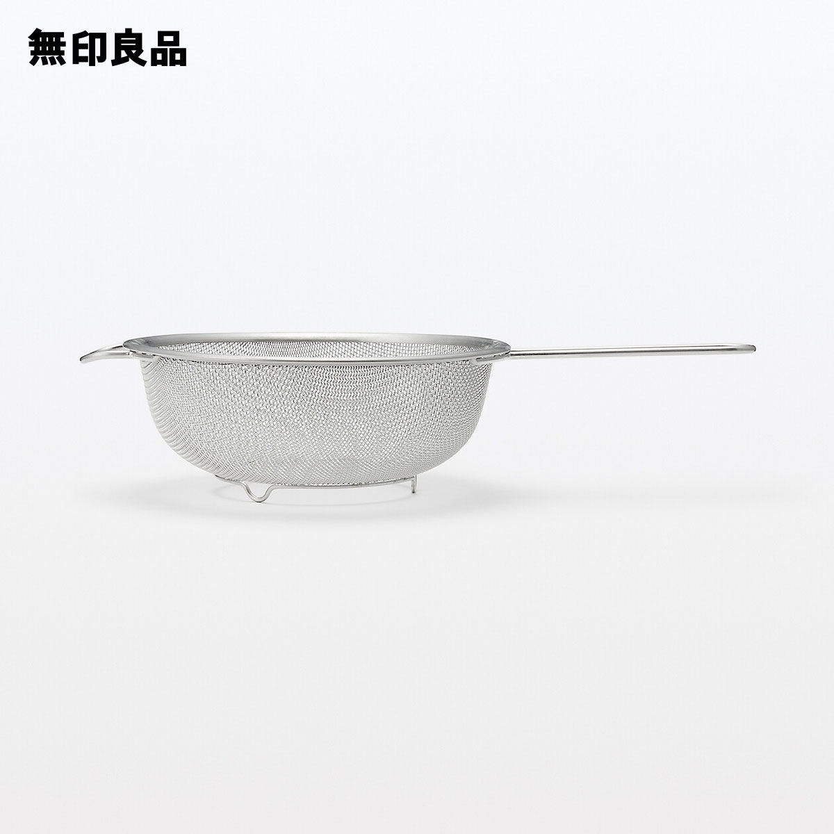 ステンレス　手付きザル　約幅19．5×長さ34cm