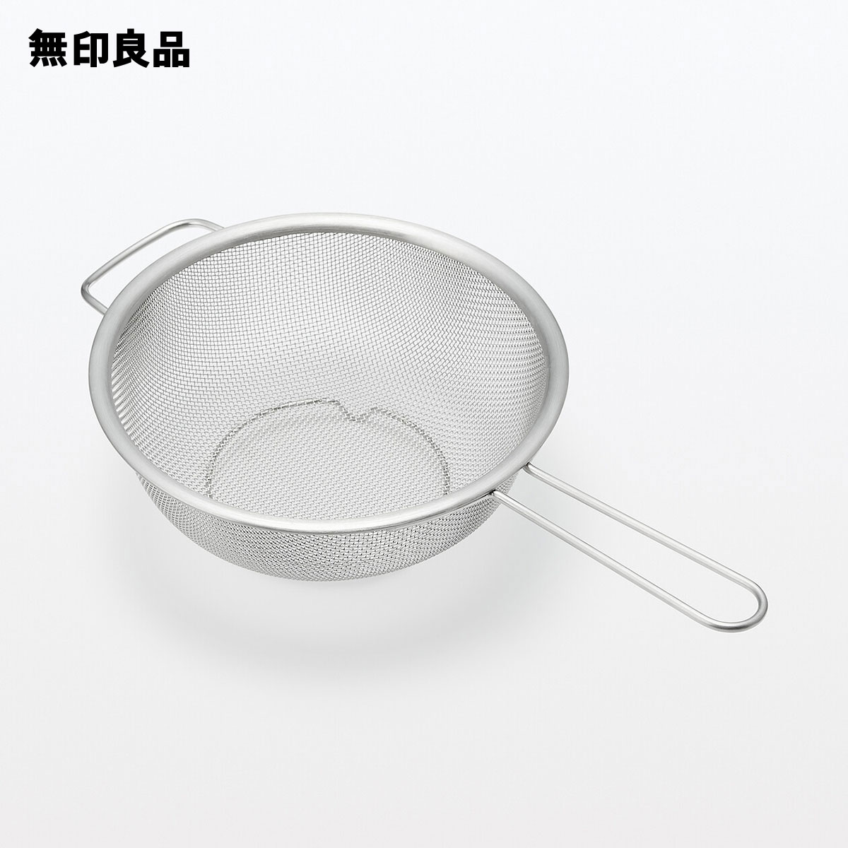 ステンレス　手付きザル　約幅19．5×長さ34cm