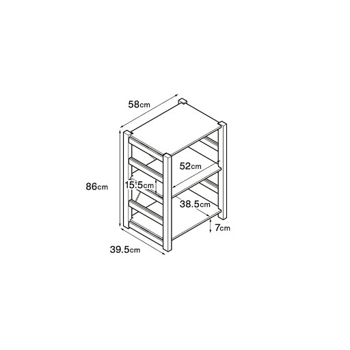 パイン材ユニットシェルフ・58cm幅・小 幅58×奥行39．5×高さ83cm