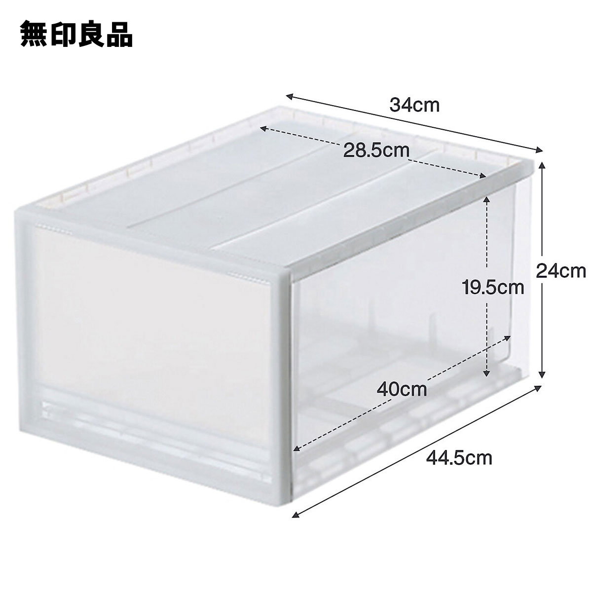 【2個セット】ポリプロピレン 収納ケース 中　約幅34×奥行44．5×高さ24cm