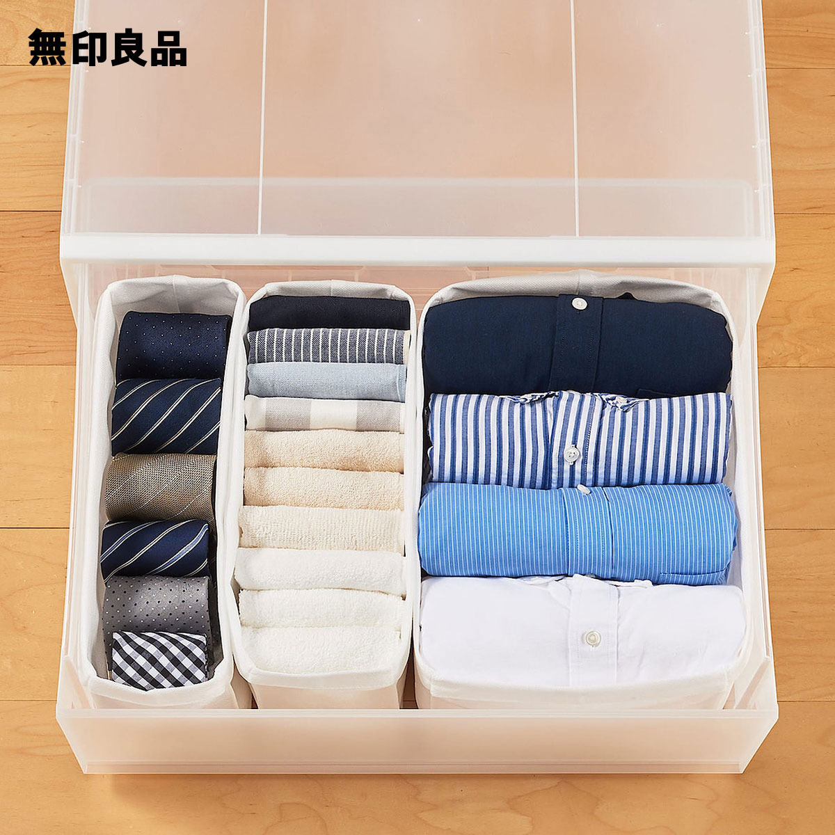 【2個セット】ポリプロピレン 収納ケース ワイド 中　約幅55×奥行44．5×高さ24cm