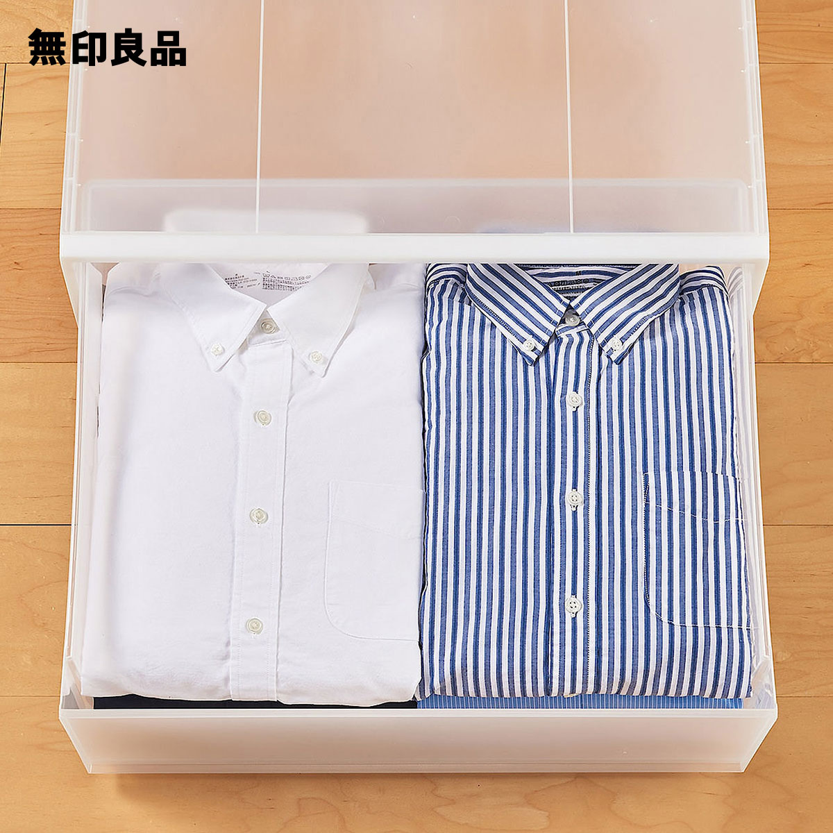 【2個セット】ポリプロピレン 収納ケース ワイド 中　約幅55×奥行44．5×高さ24cm