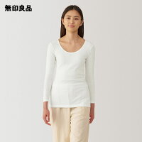【無印良品 公式】(綿100%)婦人 あったか綿 Uネック八分袖Tシャツ