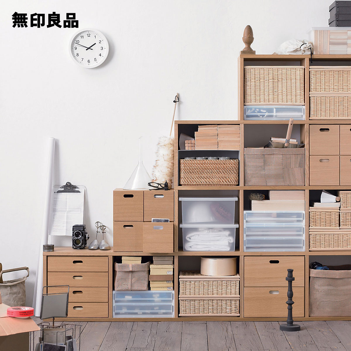 ポリプロピレン　小物収納ケース　ワイド　小　引出2個・約幅37×奥行26×高さ9cm