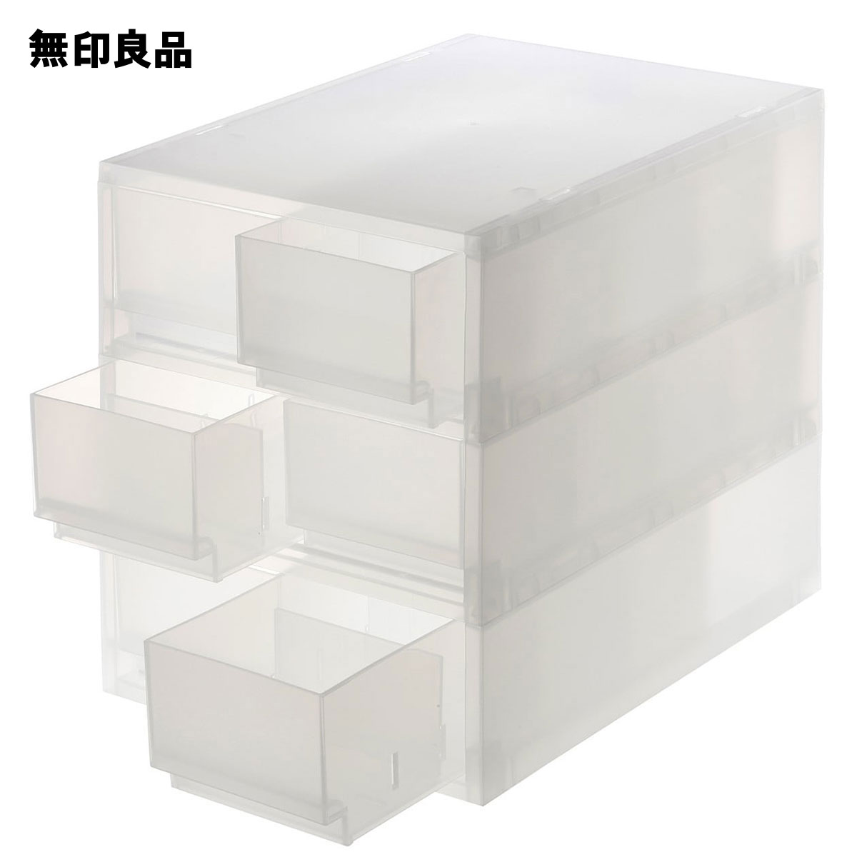 ポリプロピレン　小物収納ケース　引出2個3段・約幅26×奥行37×高さ32．5cm