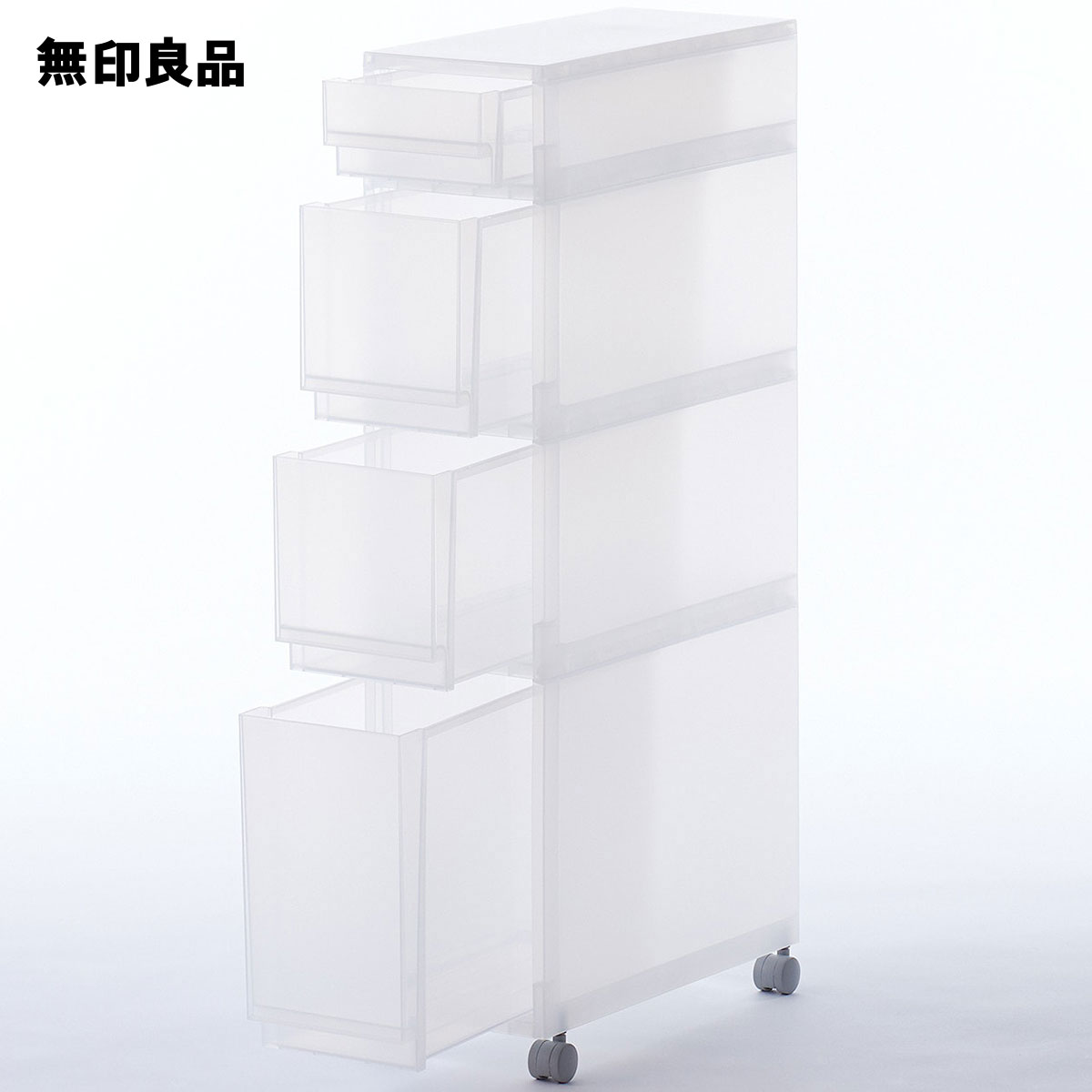 ポリプロピレン　収納ストッカー　キャスター付2・約幅18×奥行40×高さ83cm　収納ボックス