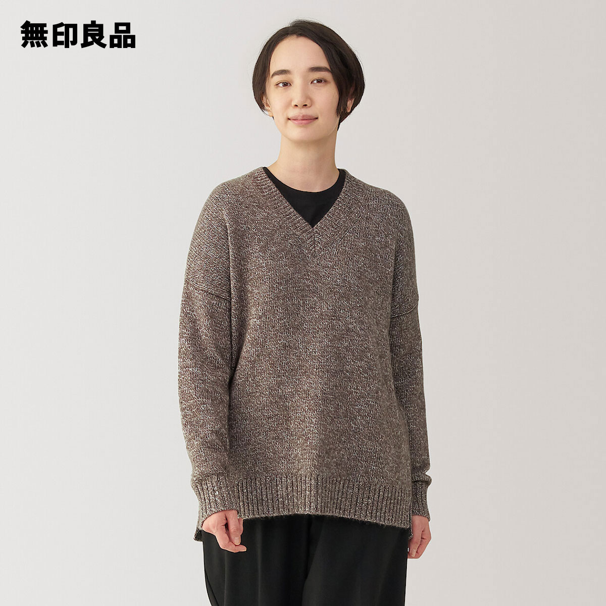 【無印良品 公式】婦人 ヤク混Vネックセーターのサムネイル