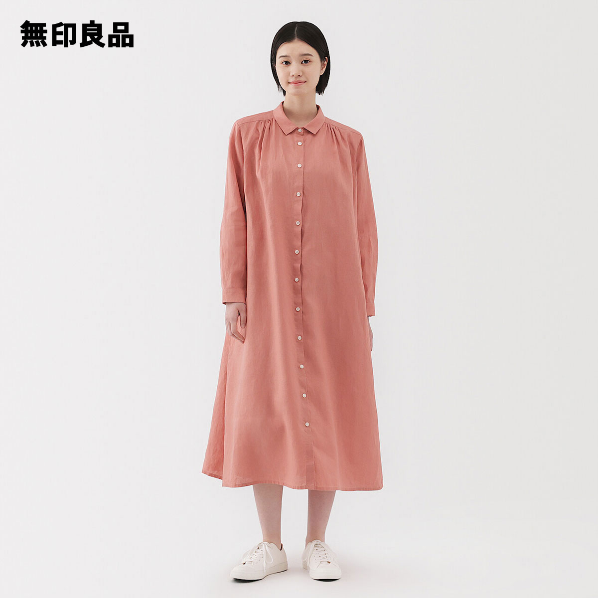 【無印良品 公式】婦人　リネン　洗いざらし長袖シャツワンピースのサムネイル
