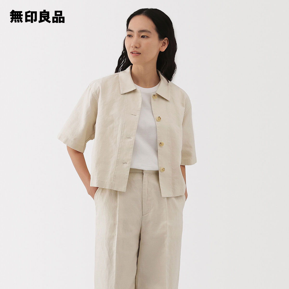 【無印良品 公式】婦人　ヘンプ混　ツイル　半袖シャツのサムネイル