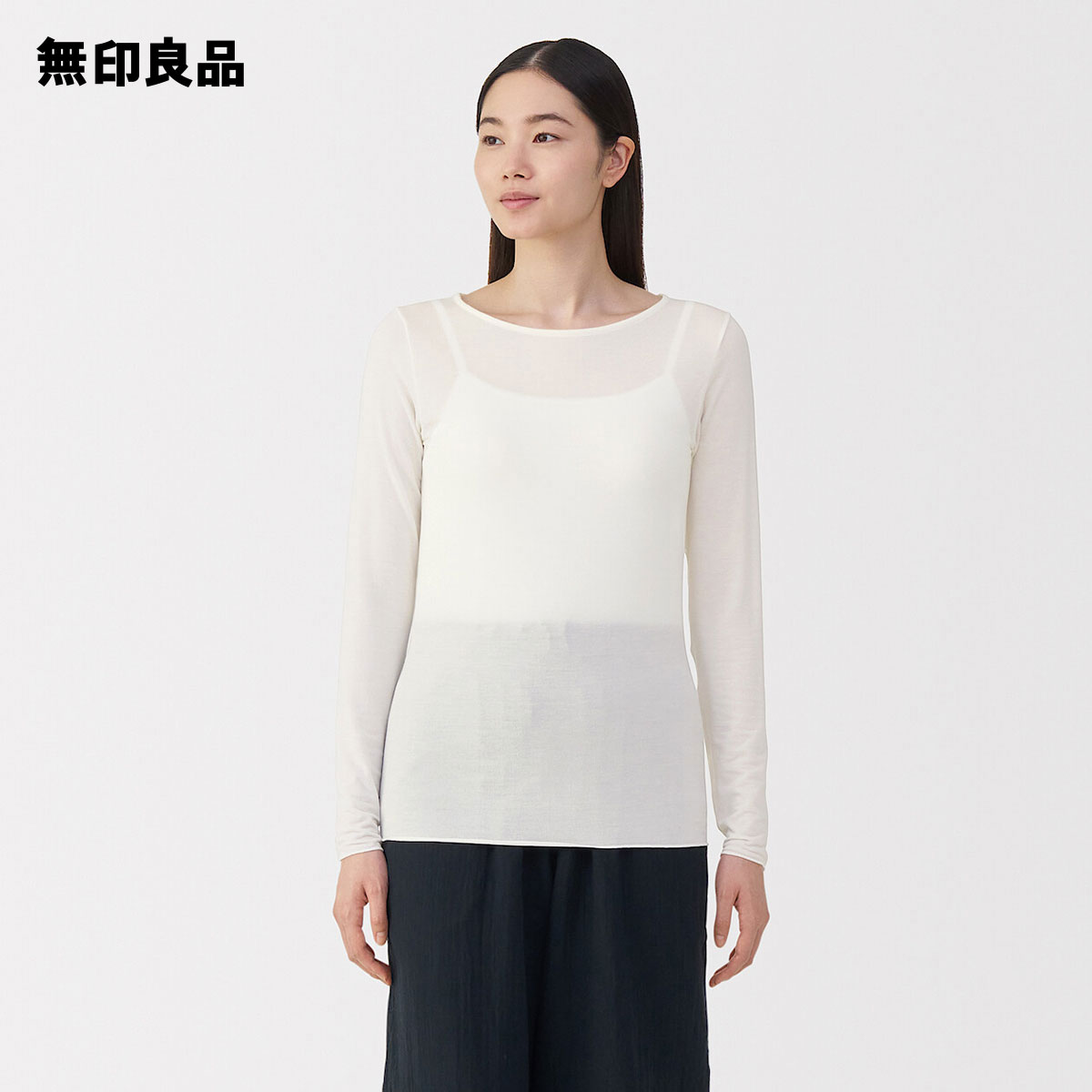 婦人　シアークルーネック長袖Tシャツ【無印良品 公式】のサムネイル