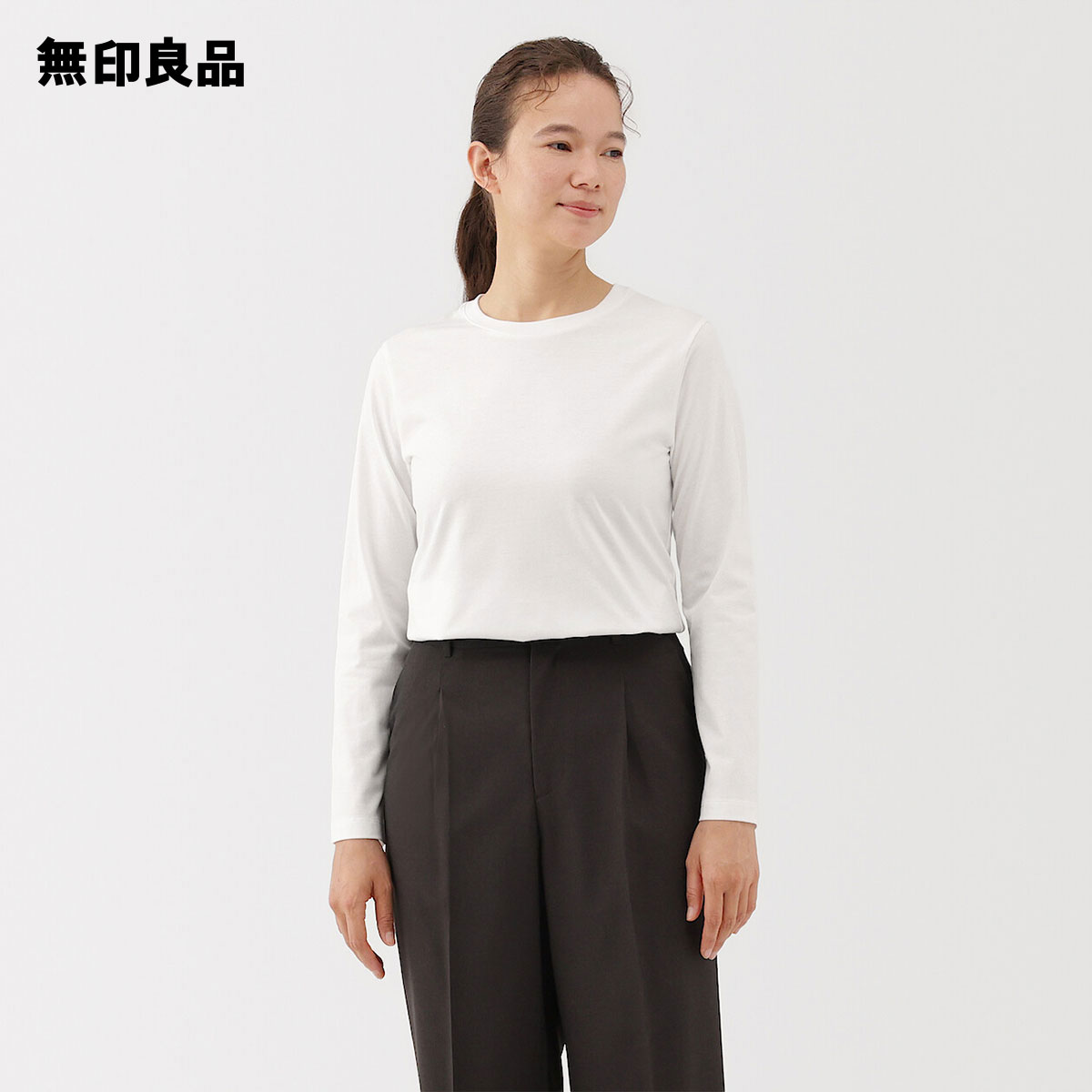 【無印良品 公式】婦人　天竺編みクルーネック長袖Tシャツのサムネイル