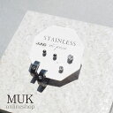ピアス ステンレスピアス メタル ストーン ブラック 黒 フープ セットピアス 新作 通販 お洒落 高みえ ブランド Juno ジュノ muk ホワイトデー プ...