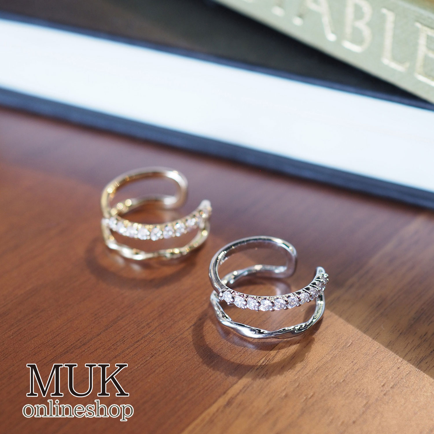 イヤカフ カフピアス イヤーカフ ラインストーン ゴールド シルバー メール便OK muk プレゼント ギフト クリスマスプレゼント