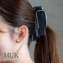 バナナクリップ ヘアクリップ クリップ リボン パール付き 白 黒 モノトーン muk プレゼント ギフト