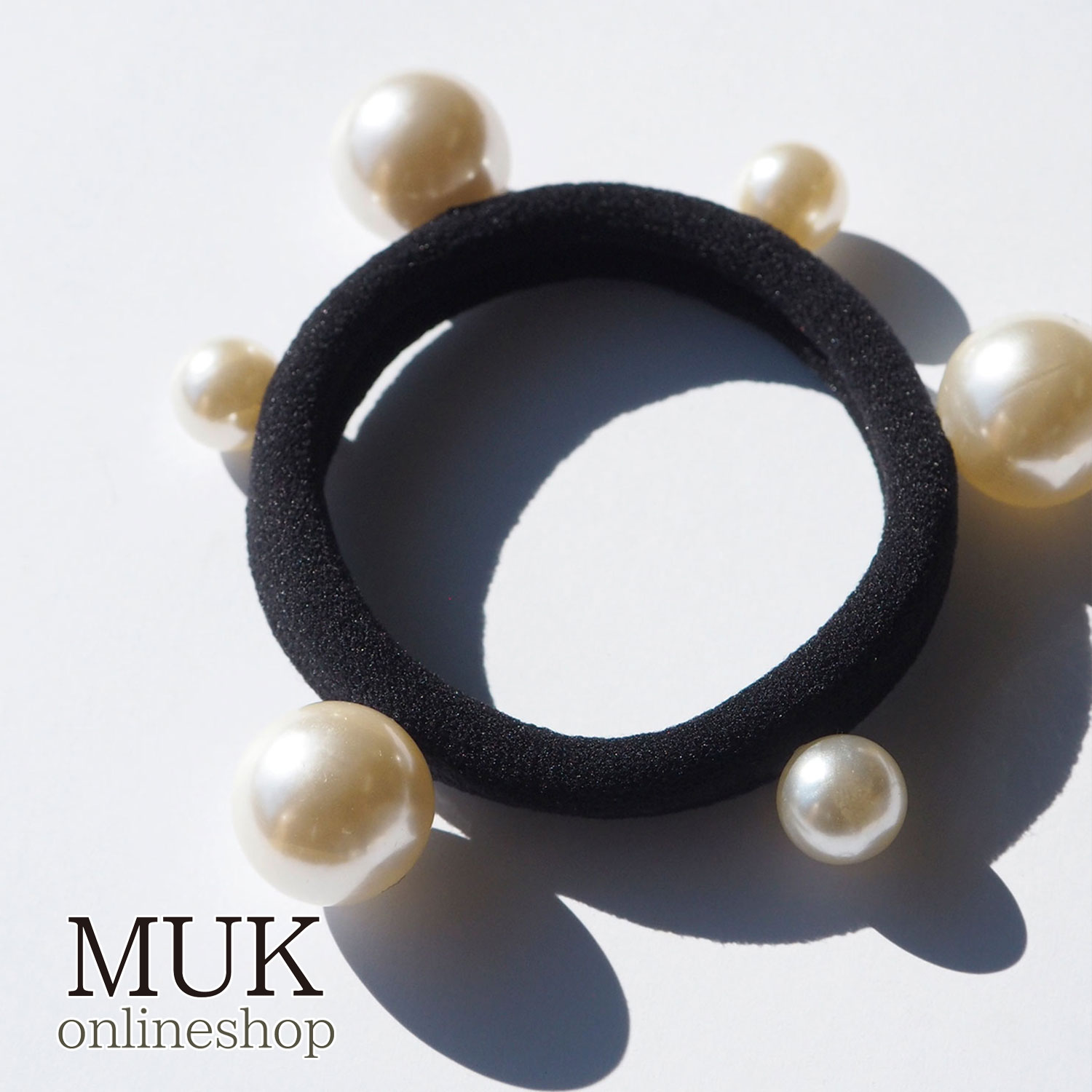 ヘアゴム ポニー ヘアポニー パール シンプル きれいめ ホワイト 黒 muk プレゼント ギフト クリスマスプレゼント