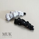 ヘアクリップ バナナクリップ クリップ サテン リボン パール ドット シンプル グレー ブラック 黒 muk プレゼント ギフト クリスマスプレゼント