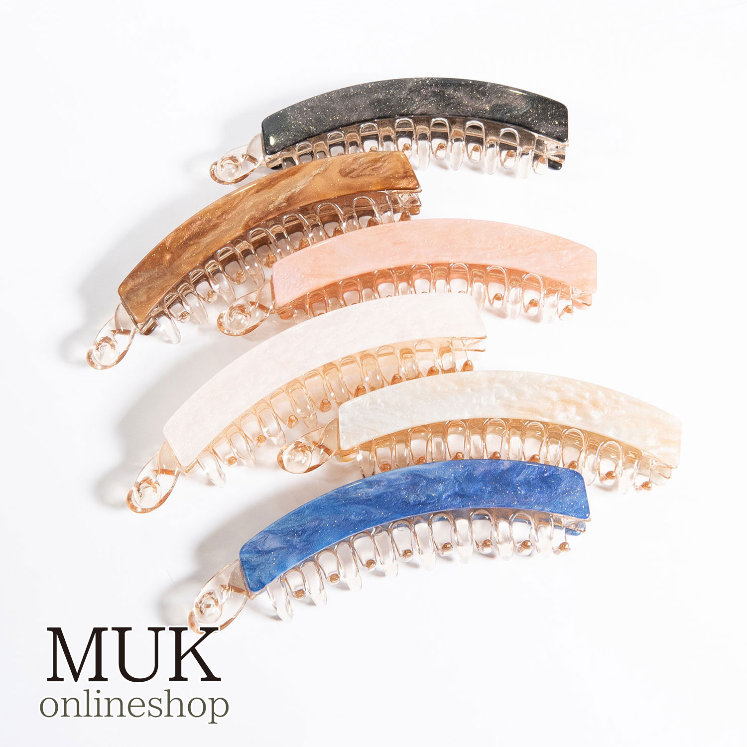 バナナクリップ ヘアクリップ ラメ くし付 大きめ 毛量多め シンプル ブラック ブラウン ピンク アイボリー ベージュ ネイビー muk プレゼント ギフト ...