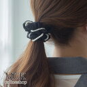 シュシュ ヘアゴム オーガンジーパールシュシュ パール 上品 シンプル ブラック アイボリー 黒 白