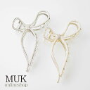 ヘアクリップ バンスクリップ バンス クリップ メタルパールリボンバンスクリップ りぼん リボン Ribbon メタル ゴールド シルバー