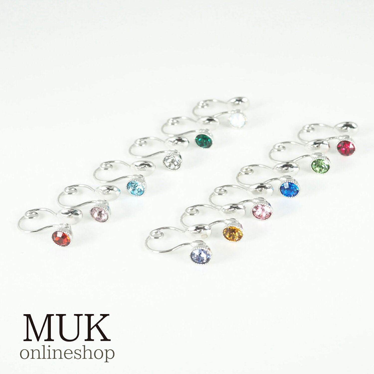 イヤリング 痛くない 落ちにくい ループフィット 誕生石 カラー ストーン カラーストーン シンプル 華奢 日本製 ニッケルフリー JUNO バースデーカラーストーンループフィットイヤリング