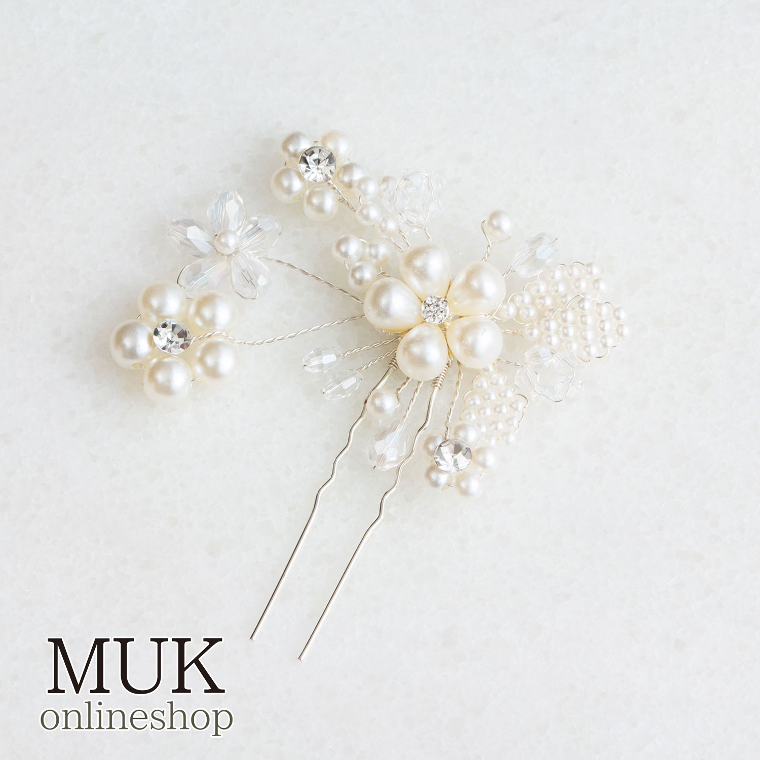 Uピン 簪 かんざし クリアフラワー パール 結婚式 披露宴 フォーマル ドレス きもの 着物 和装 パーティー ゴージャス 華やか ヘア小物 muk プレゼン...